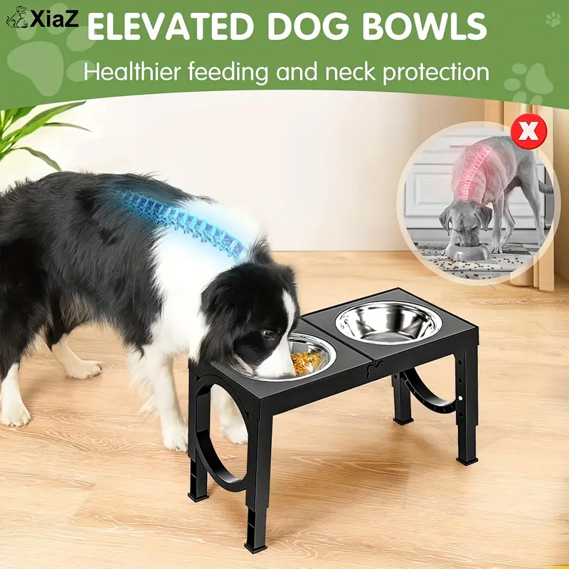 2 set adjustable elevated dog bowls foldable design raised dog bowls with 4 stainless steel bowls dog water dish for all breed dogs easy to clean Product details 3