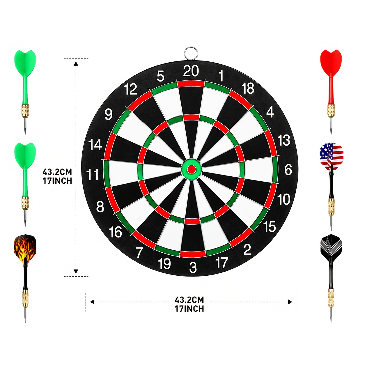Image of Dartboard Set, Includes 4 Or 6 Steel Needle Darts, In 12/15/17 Inch Sizes, Classic Bristle Dartboard, Wall-mounted, Suitable For Home, Office, Bar, Game Room, Indoor And Outdoor Games.