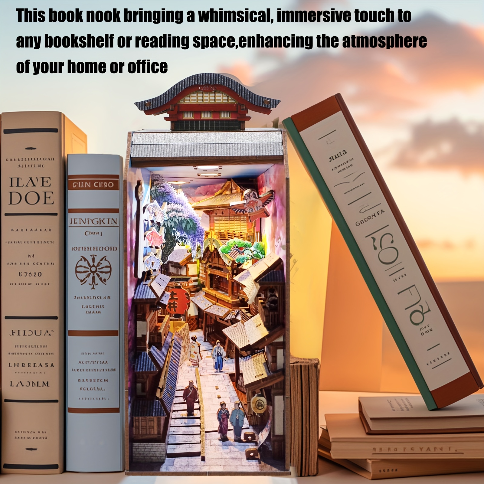 edo sakura journey diy book nook kit led wooden - Temu