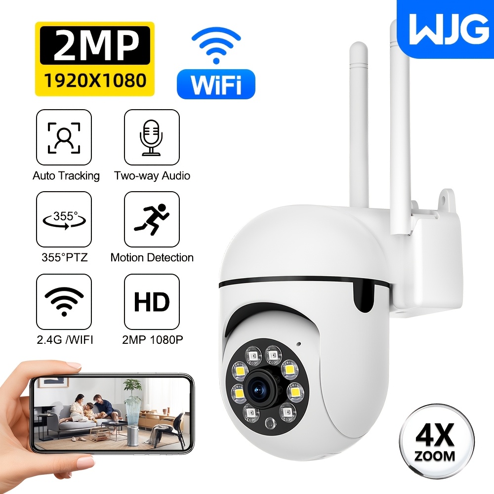 WJG 2pcs HD 1080P WiFi Security Cameras - Wireless, Night Vision, Two-Way Audio, Pan/Tilt/Zoom, Motion Tracking for Indoor/Outdoor Use - Perfect for & Pet Monitoring, WJG details 0