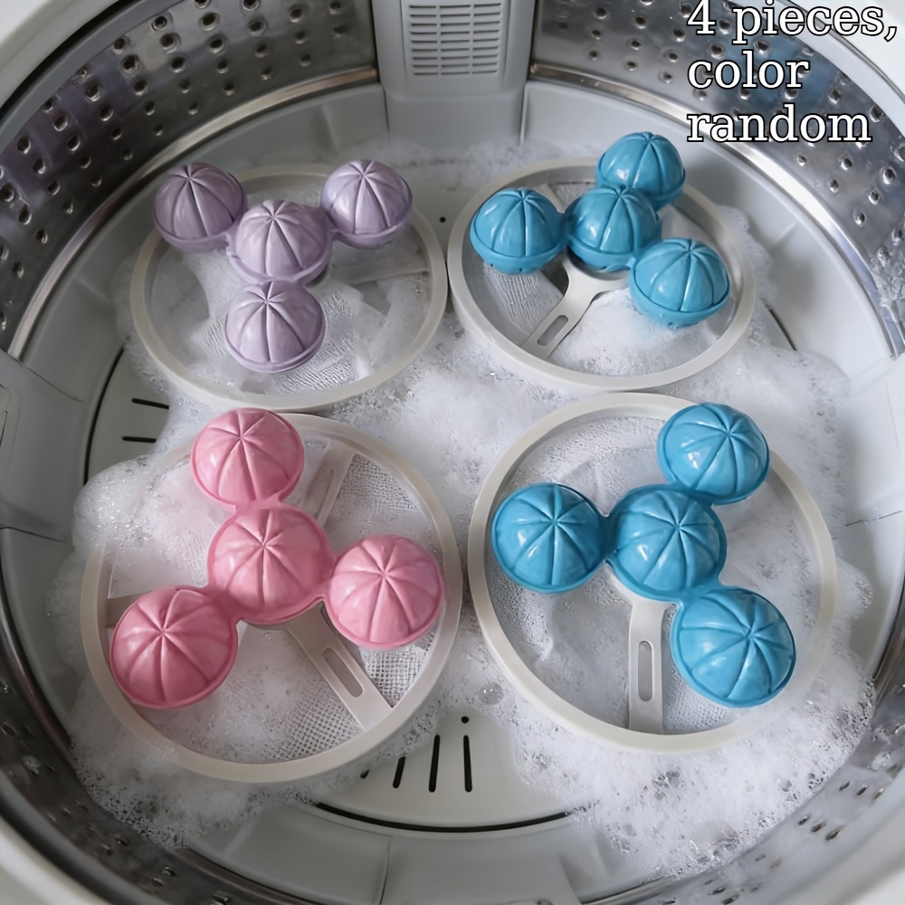 Image of 4 Sets Of Floating Washing Machine Hair Filters - Pet Hair Remover, No Electricity Needed, Durable , Random Color
