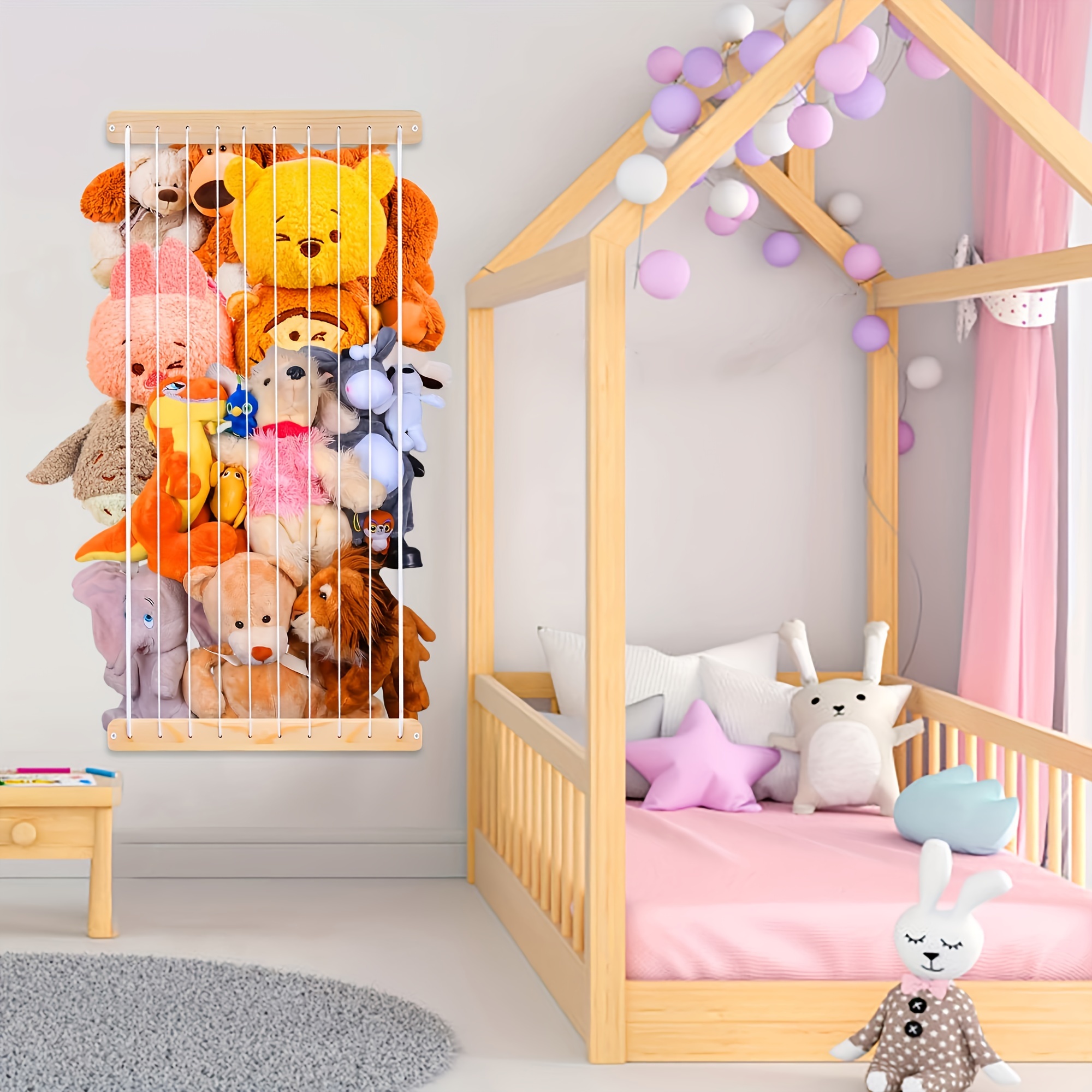 vintage style wooden stuffed animal storage wall creative Temu