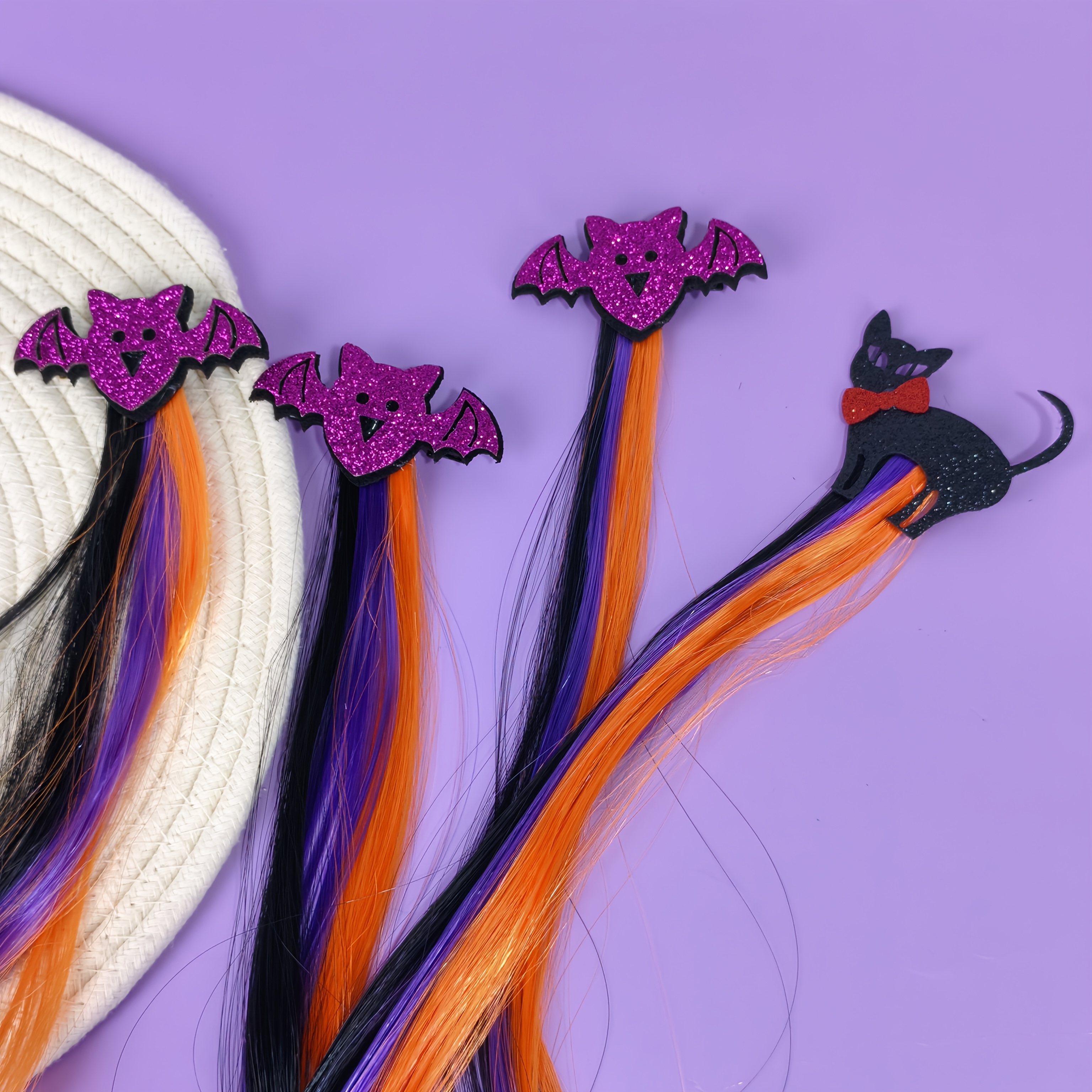 Fledermausflügel-Haarspangen Für Halloween – 4 Stück Im Set, Schwarz & Silber