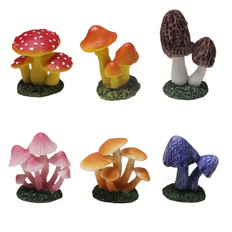 A Set Of 6 Mushroom Micro-landscape Mushroom Statue Ornaments