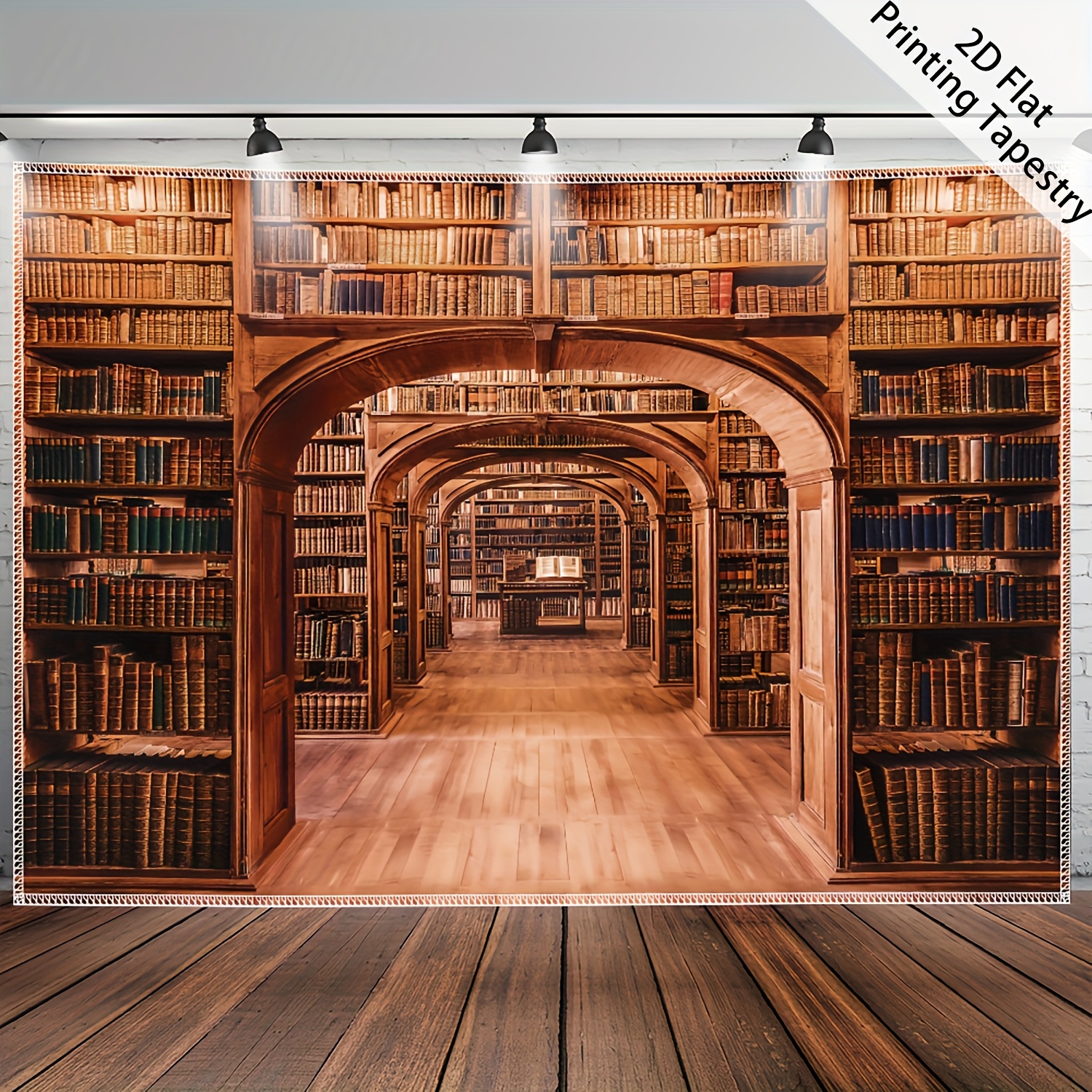 Image of 2d Flat - [2d Flat Printing] 1pc - Ultra Large Size - Vintage Bohemian Hippie Bookshelf - Hd Digital Printing Huge Tapestry - Polyester - Home Decoration - With Free Hanging Clips