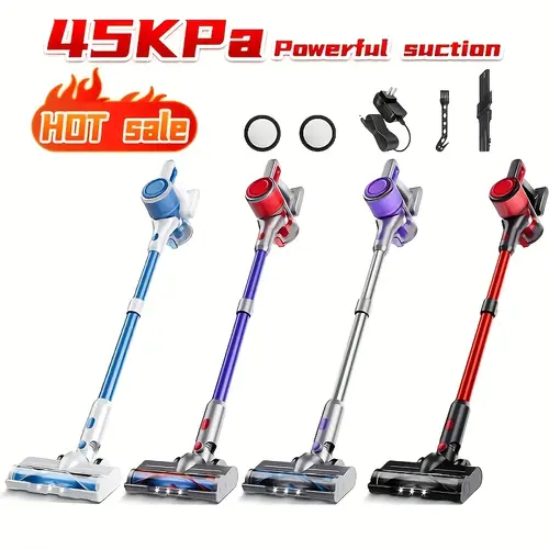 cordless vacuum cleaner rechargeable 45kpa powerful suction stick vacuum cleaners for home 8 in 1 lightweight vacuum cleaner with high speed brushless motor for hardwood floors carpets