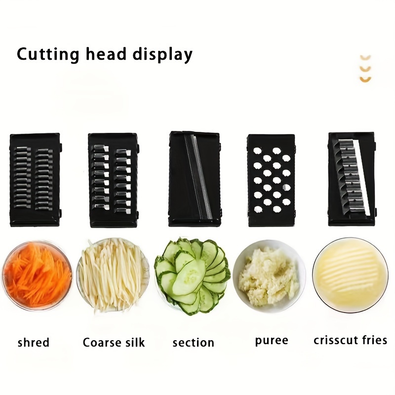 9 in 1 manual vegetable   and slicer set multi purpose vegetable cutter and grater with draining basket 7 interchangeable stainless steel blades for slicing shredding and cutting flowers dicing and grinding potatoes   and more details 2