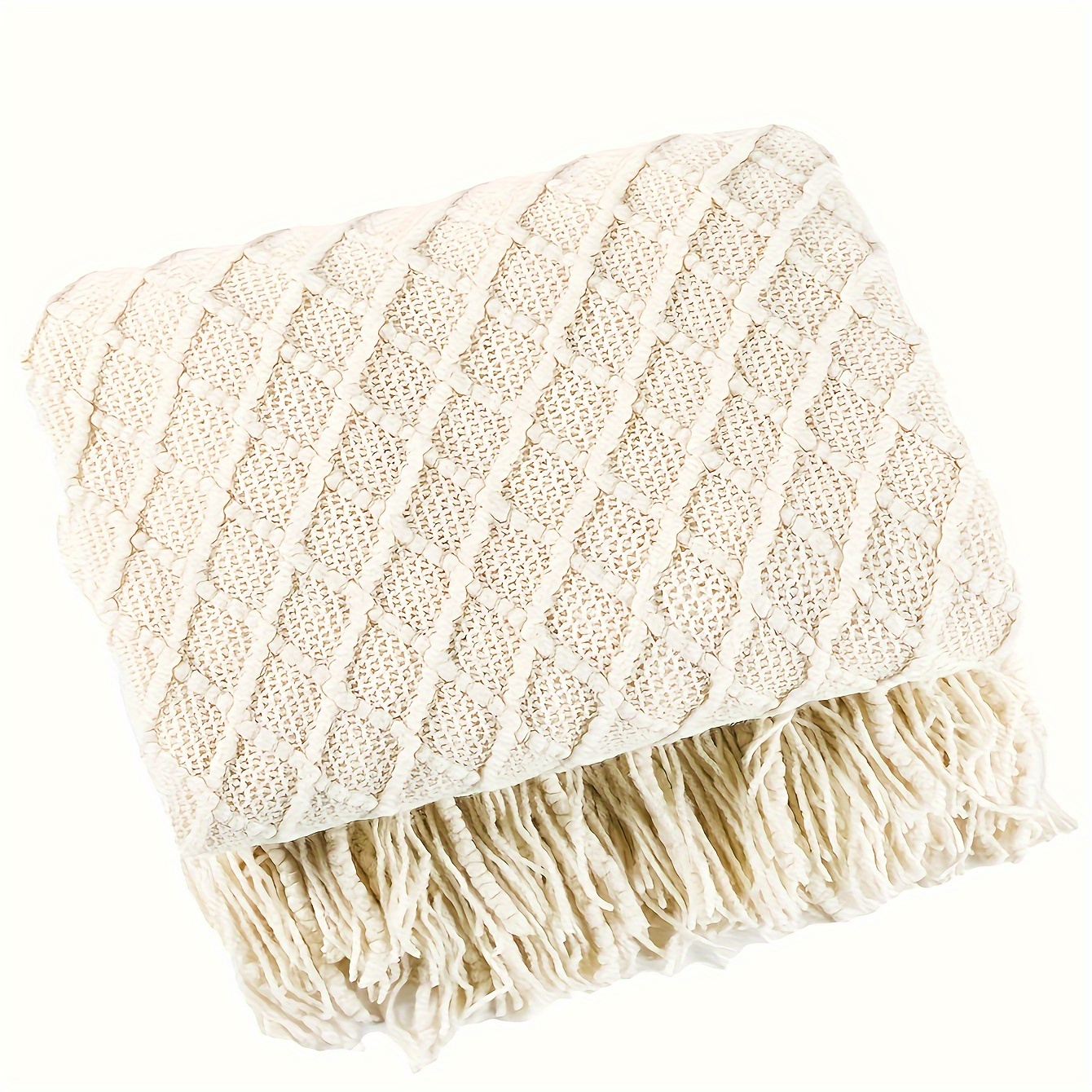 TEMU 1pc Nordic Style Solid Color Rhombus Blanket For Bedroom, Office, , Soft And Comfortable, Machine Washable, Multiple Sizes , For Bedroom, Dorm,