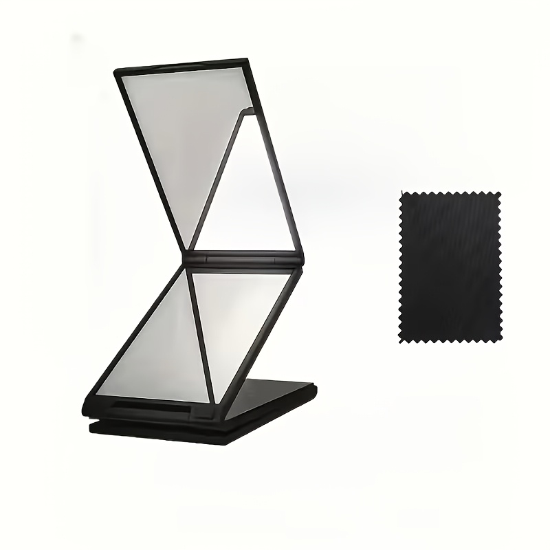 TEMU 2pcs Set, Folding Mirror And Cleaning Cloth/360-degree Panoramic View, Portable Self-cutting Hair Styling Mirror, Portable Makeup Mirror