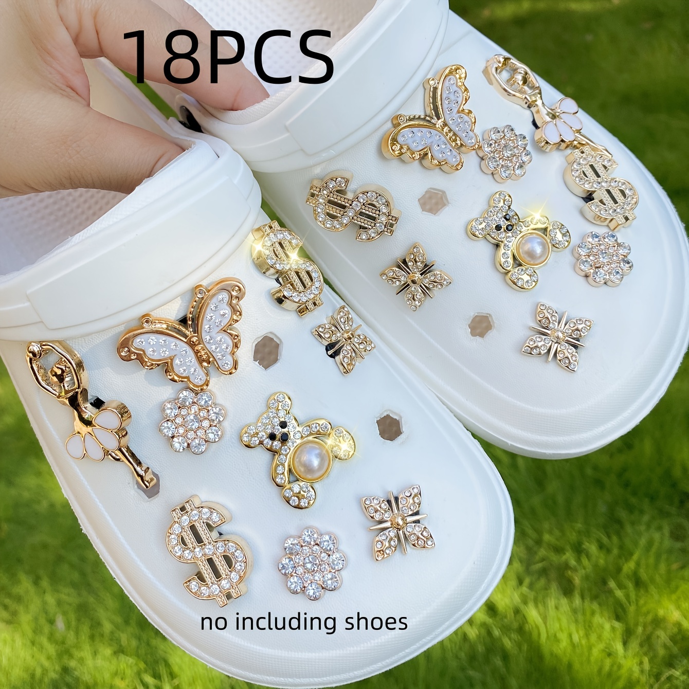 Image of 18/20pcs Applicable Ballet Bear Money Shoe Ornaments, Suitable For Hole Shoes, Sandals And Other Removable Shoe Flowers, Holiday Gifts