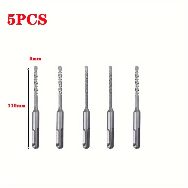 5pcs Sds Plus Drill Bit Set, Carbide Blade (yg8) Rotary Hammer Drill Bits, For Concrete, Cement, Stone, Brick, Ceramic Jars Etc