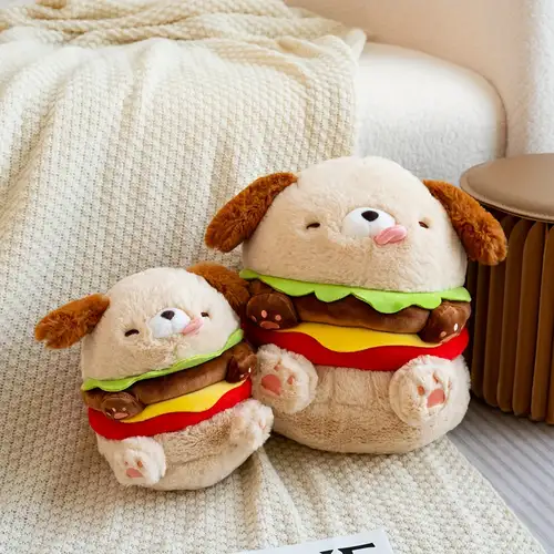 Cartoon Cute Puppy Hamburger Pillow Plush Toy Doll Cartoon - Temu