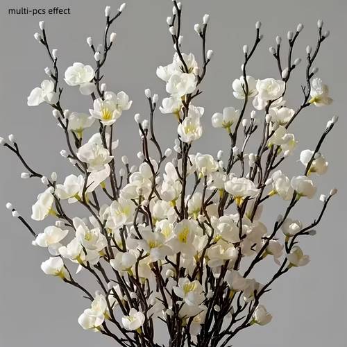 4 feet total 40 flowers artificial white long stemmed plum realistic plastic white jade flowers for outdoor indoor decoration suitable for home office wedding and party decor dining tables restaurants