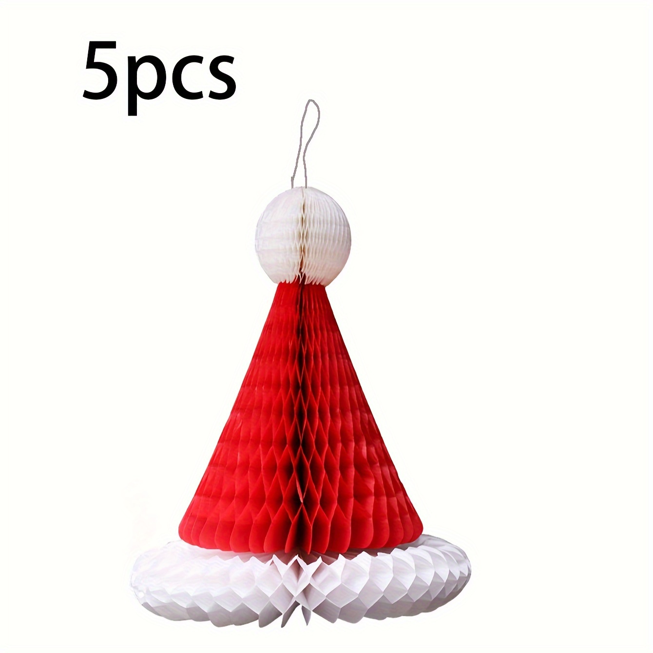 5pcs Of Christmas For Festive Decorations In Store Windows, Featuring Red Paper Honeycomb Balls For Christmas And New Year