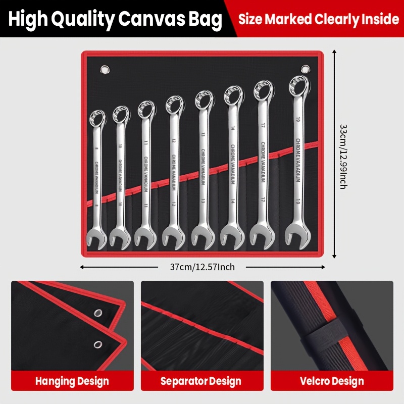TEMU 8pcs Dual Head Wrench Set Wrench Multifunctional Wrench, Used Model With Scroll Strap, Energy-saving And Labor-saving, Suitable For , Car,