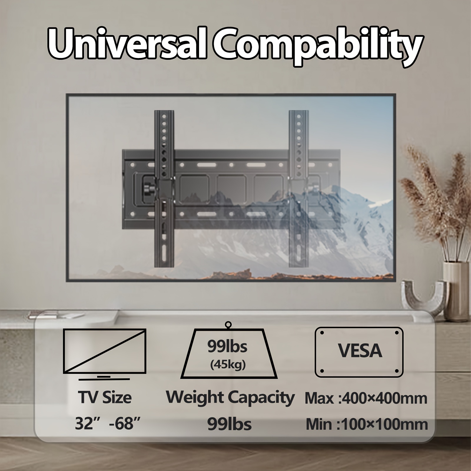MOUNTUP Soporte de pared para TV de altura ajustable, soporte de TV para la  mayoría de televisores de 26 a 55 pulgadas, soporte de pared de TV de