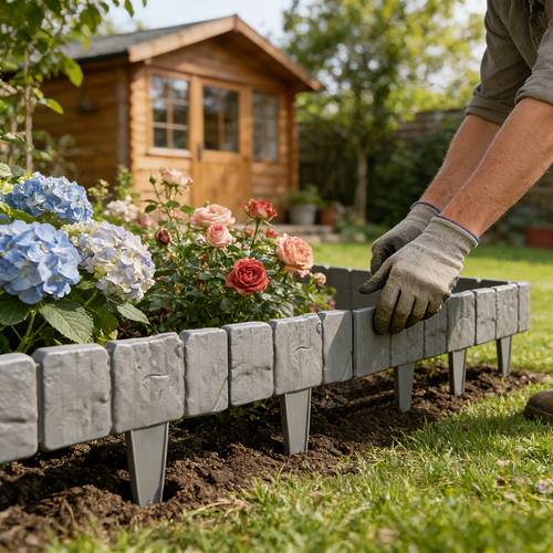 20 40pcs outdoor garden fence 40pcs stone look landscape plastic fence lawn and garden ground mounted multi functional suitable for outdoor decoration lawn and garden partitioning vegetable patches courtyards and garden decoration