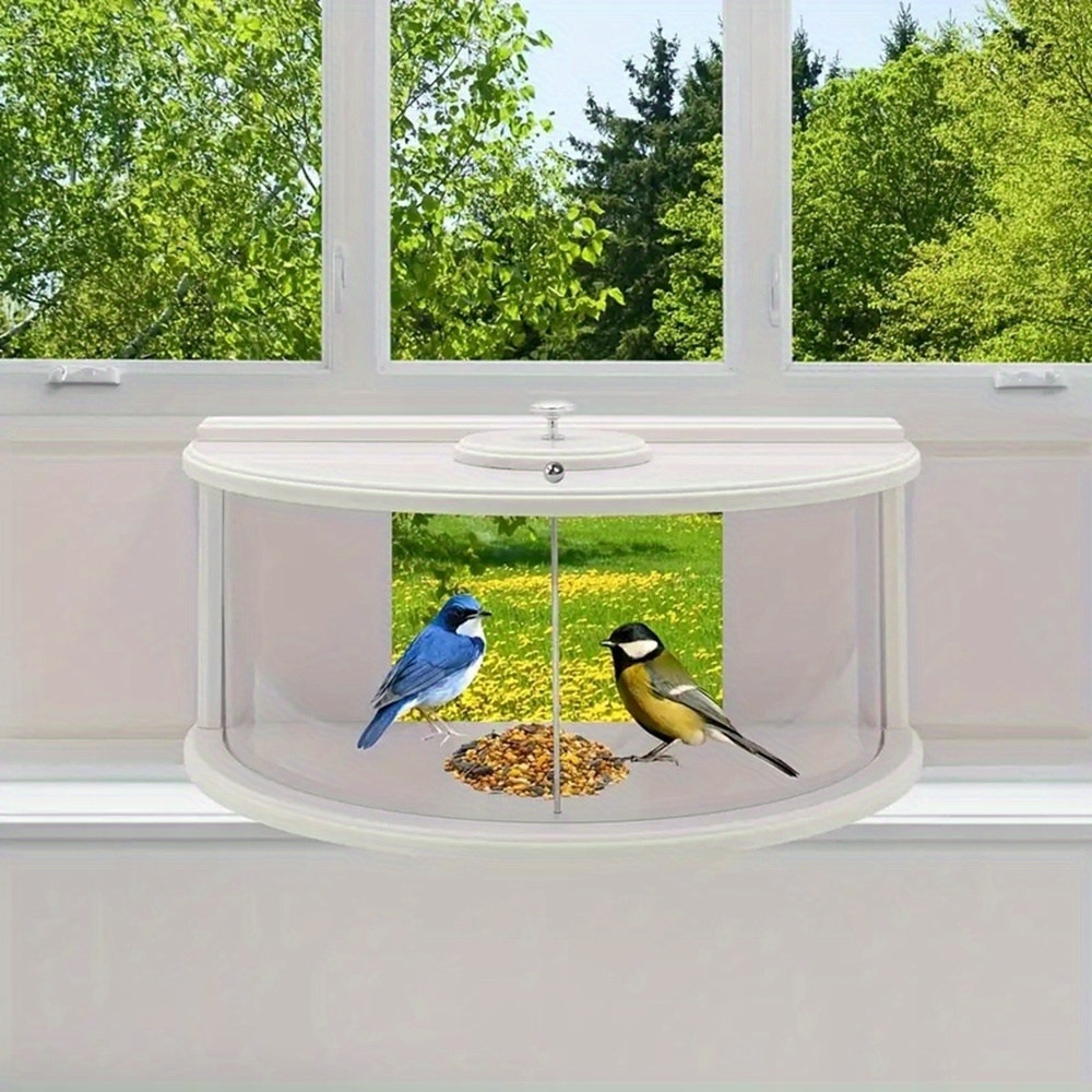 TEMU Window Ornamental Bird Feeder, 180° Bird Feeder, Window Bird Feeder Recessed Window Bird Feeder, Window Bird Feeder With Lawn Deck, Easy To