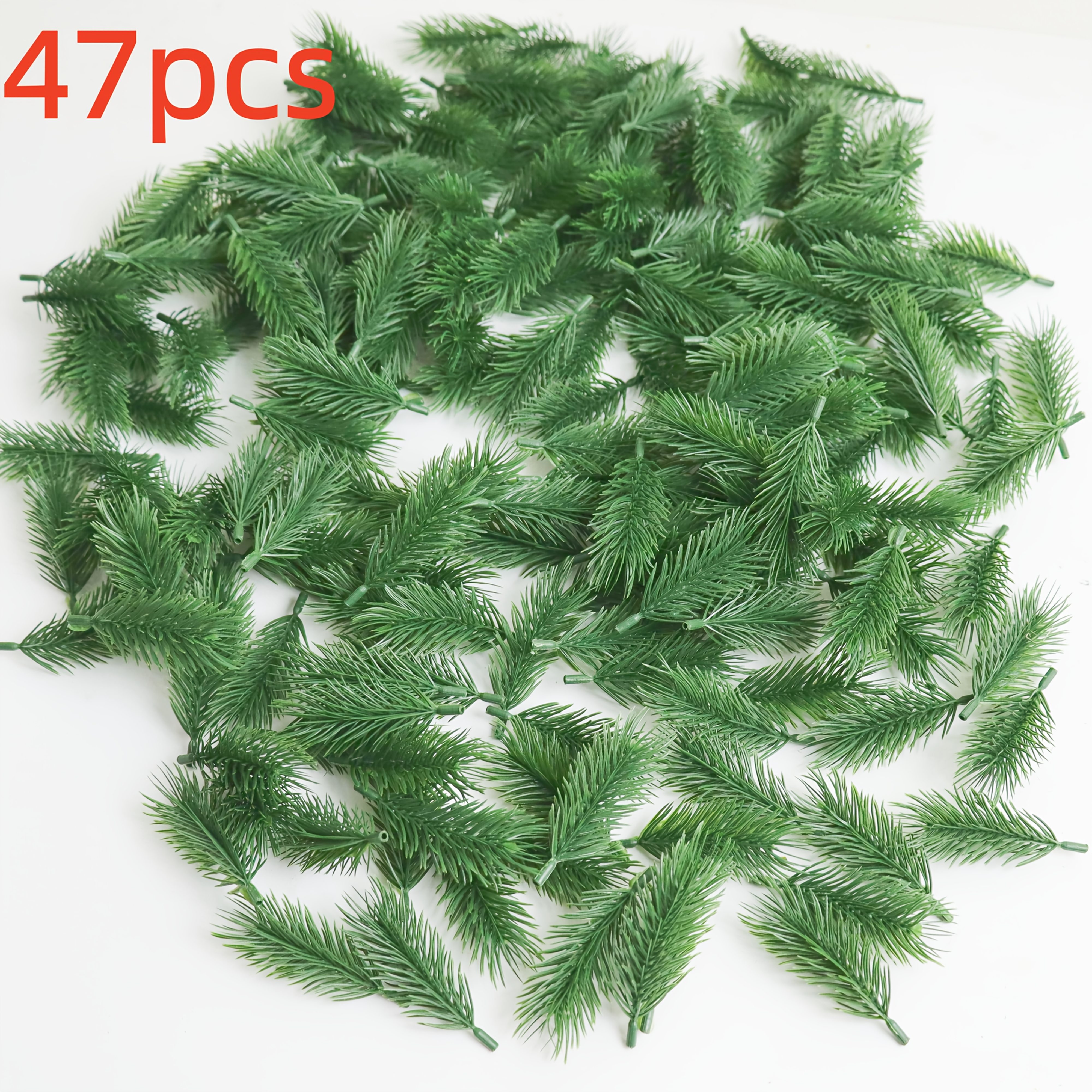 TEMU 47pcs 6cm Artificial Pine , Plastic Fake Pine Needle Twigs, Faux Branches For Christmas Crafts Wreath Gift Box Floral Decoration