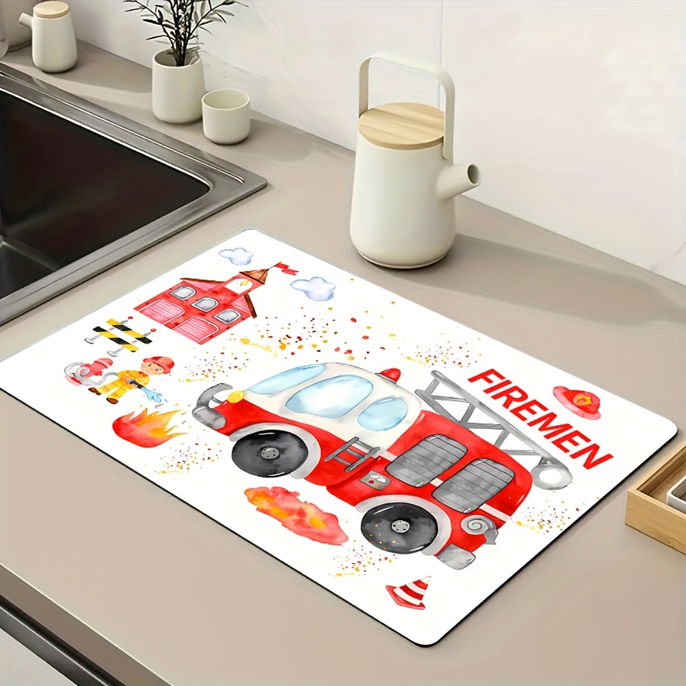 

Firefighter Design Waterproof Silica Placemat 10.2"x15.4" - Ideal For Special Occasions