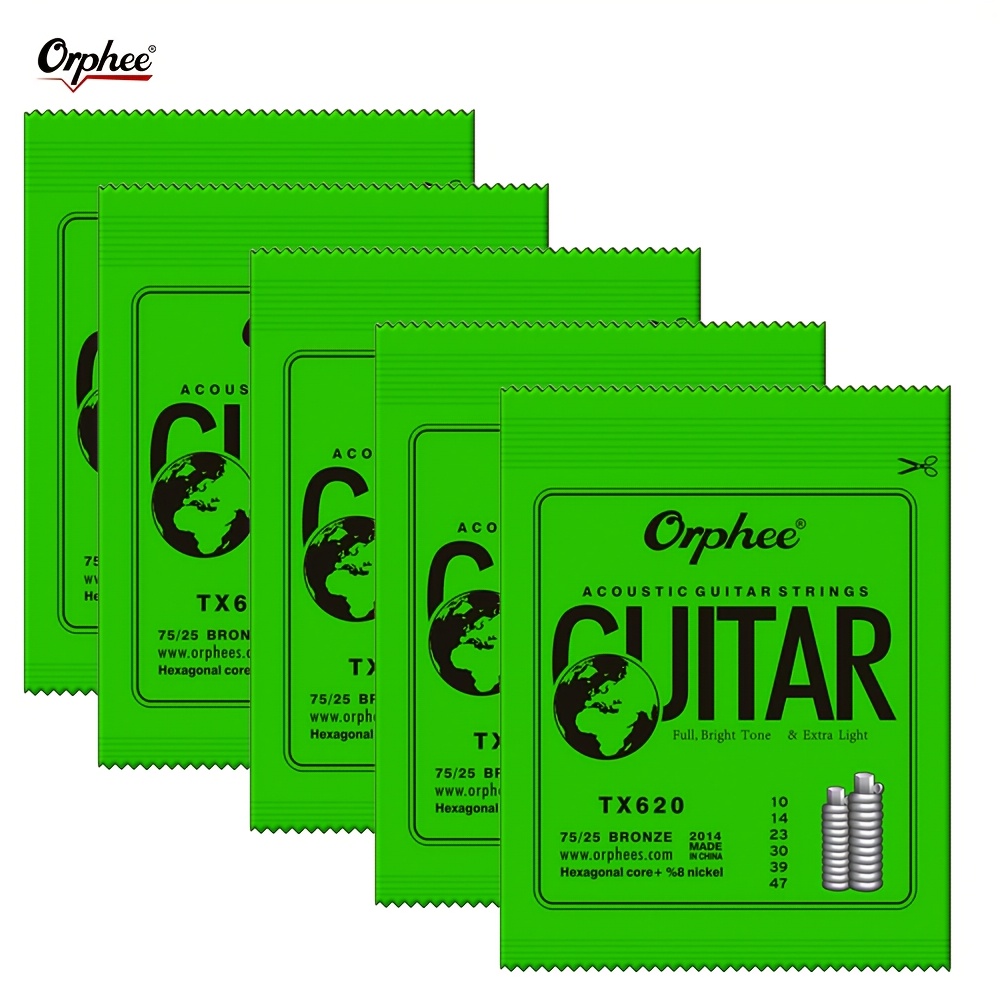 TEMU 5 Sets Of 6pcs Strings Per Set, Thickness 0.25-1.34mm Acoustic Guitar String Set - High-quality Musical Additions, Enhancing Sound And