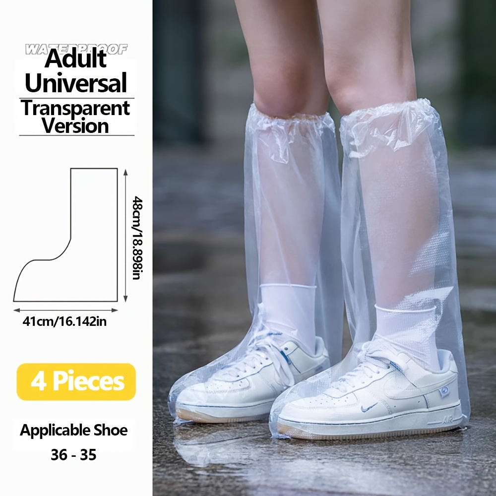 TEMU 4 de Botas Desechables Impermeables para Zapatos Mojados y Sucíos en Días de Lluvia. Botas Impermeables para Exteriores con Cubrezapatos para