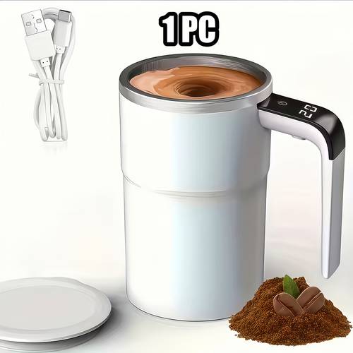led electric cup usb rechargeable large capacity portable electric coffee mug travel cup suitable for mixing and mocha coffee ideal for home and office use electric coffee pot lithium battery motor speed 6200 rpm