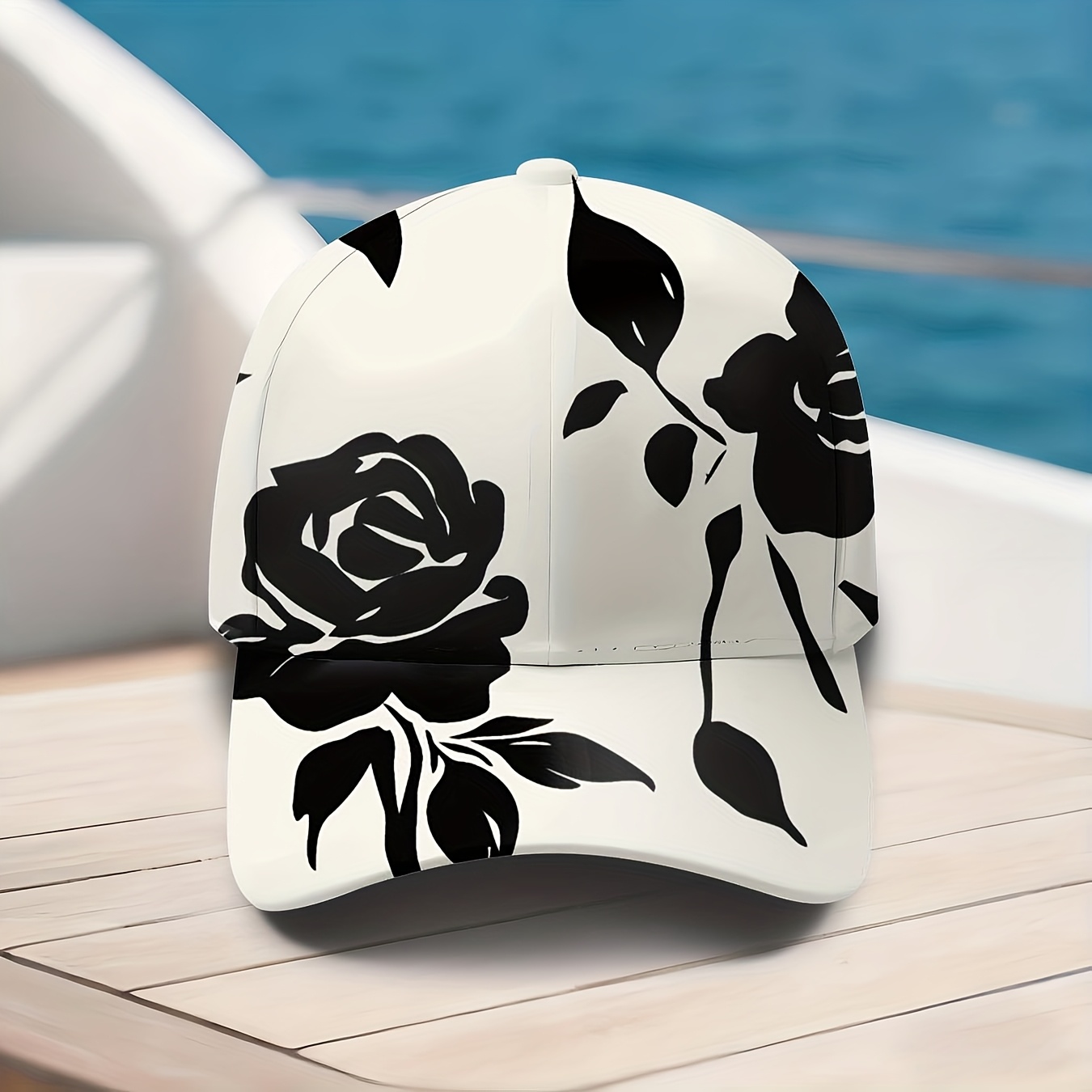 TEMU Men' & Women' Retro Rose-printed Baseball With Full-body Floral Print - Adjustable Unisex Hat Suitable For , Sun, Machine Washable, Lightweight