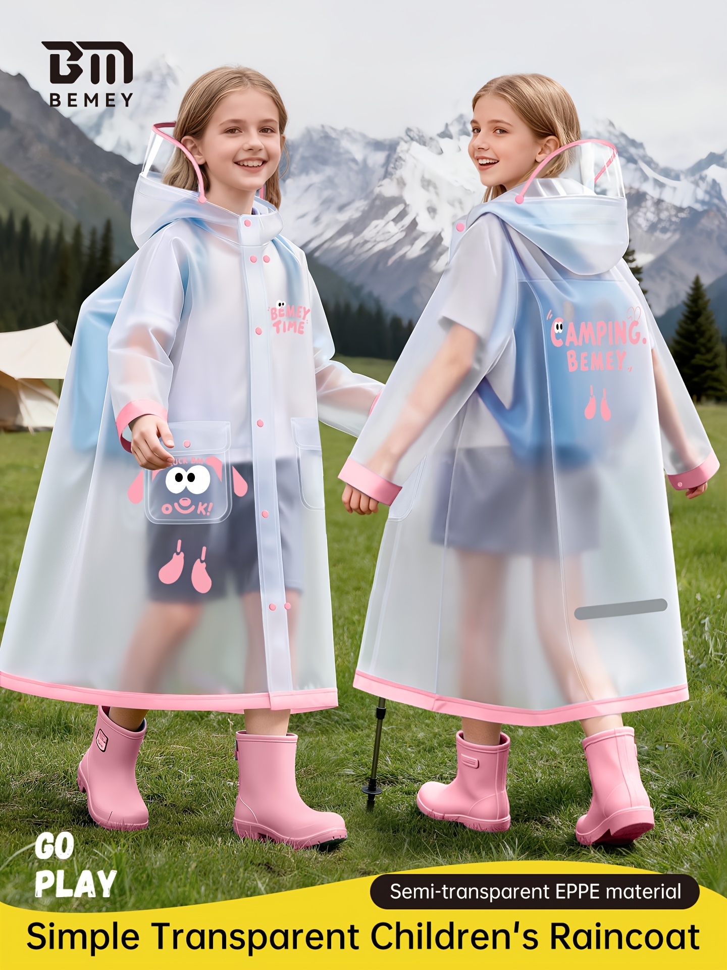   raincoat boys and girls   school students special waterproof   2026 new with schoolbag position high definition large brim super large schoolbag position
