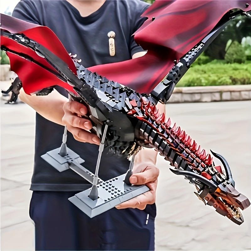 

1889+pcs Building Blocks Set - Intricate Model With Winged Design, High- Toy, Christmas/halloween/birthday Gifts, Ideal For Desk Or Bedroom Display, Dragon Decor