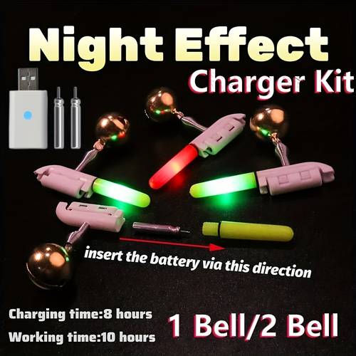 fishing rod charging kit 2 rod s cr425 rechargeable battery x2 charger night fishing bite alarm