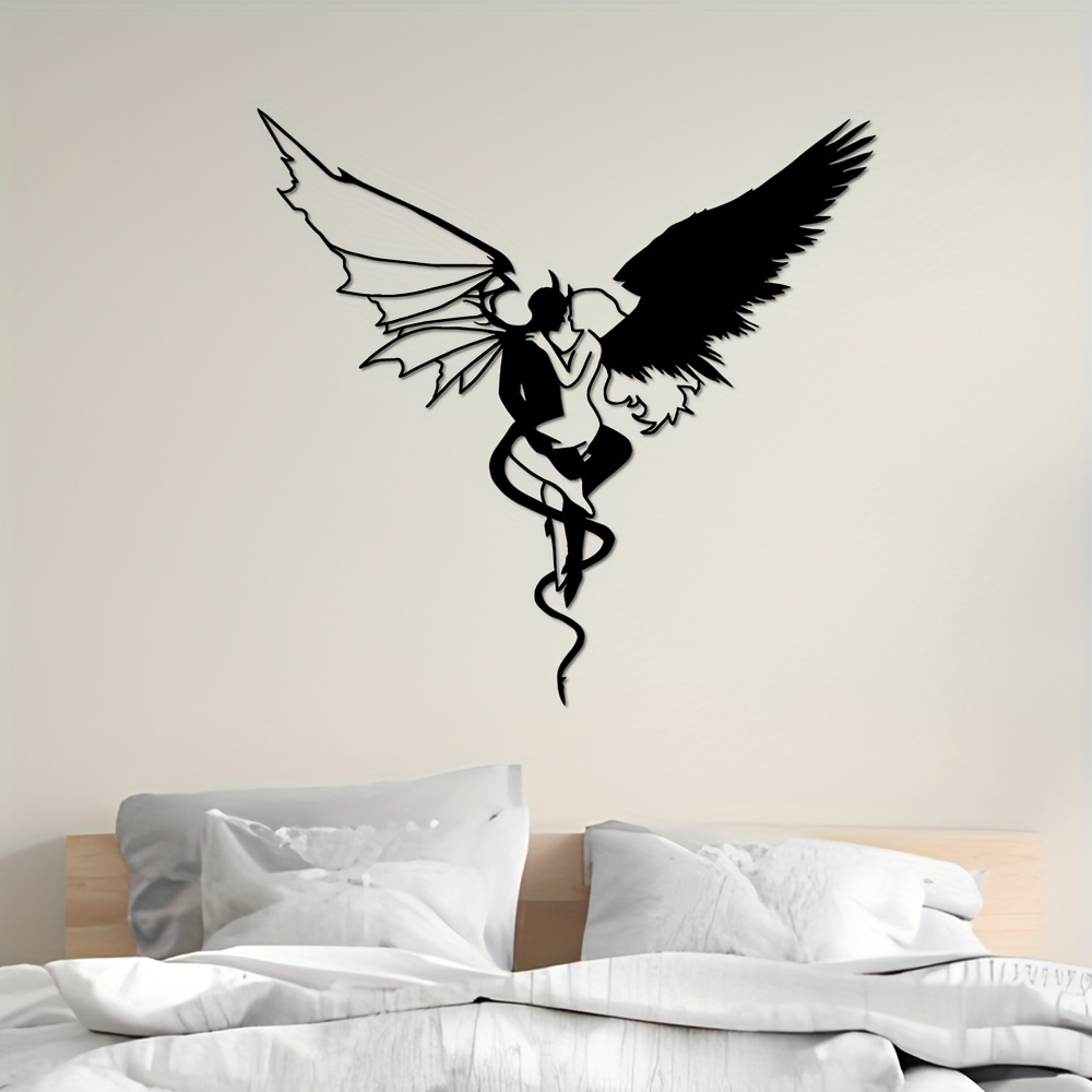 

1pc Devil And Angel Metal Wall Art Decoration, Theme Party Decoration, Farmhouse Farm Garden Front Door Outdoor Bedroom Living Room Dining Room Bedroom Home Gift Wall Hanging Decoration