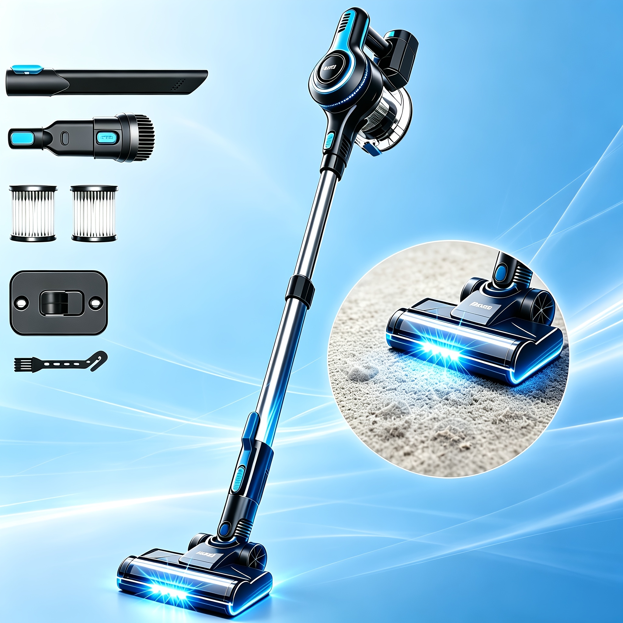 TEMU With Real Suction Output, -free , Visibility Light & 45 Min Rechargeable, Ideal For Pet Hair, Rugs, Hardwood Floors, Sofa, Stairs & Small Space