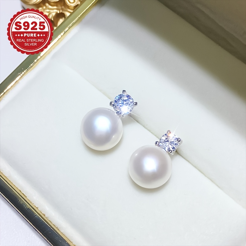 Women's 925 Silver Shell Bead Earrings, Vintage Style