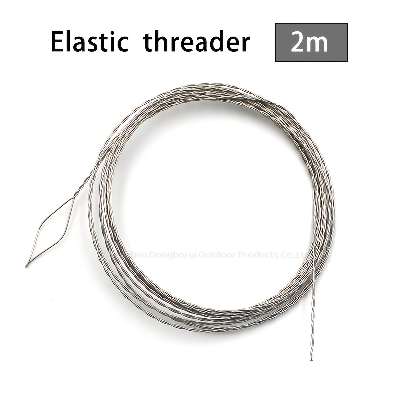 E-shop Elastischer Einfädler | Diamantauge 2m Edelstahl Elastik für Angelrute, Silberfarbe, Universelle Anwendbarkeit