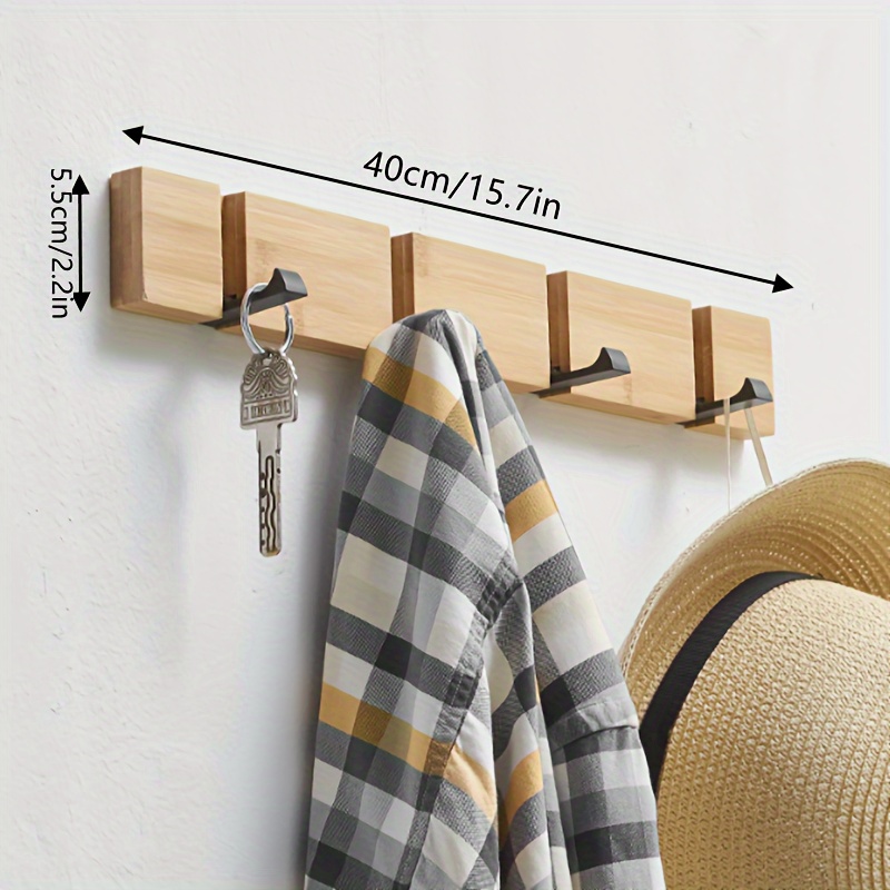 Foldable Bamboo 1/4/5 Hook Floating Shelves Wall mounting - Temu