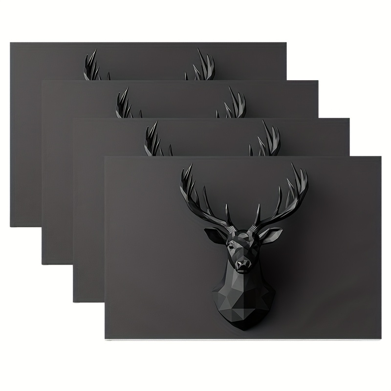 4pcs, Placemats, 2d Matte Black Matte Kitchen Dining Easter Party Holiday Decor_yyzd1208357