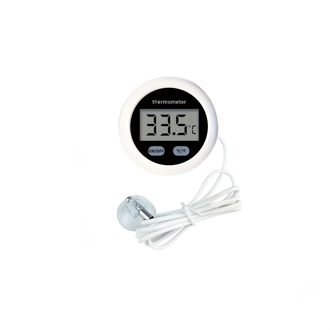 1 2  aquarium thermometer with probe lcd display magnetic backing stand   celsius toggle plastic battery powered with non rechargeable button battery for indoor fish aquatic plants   reptiles