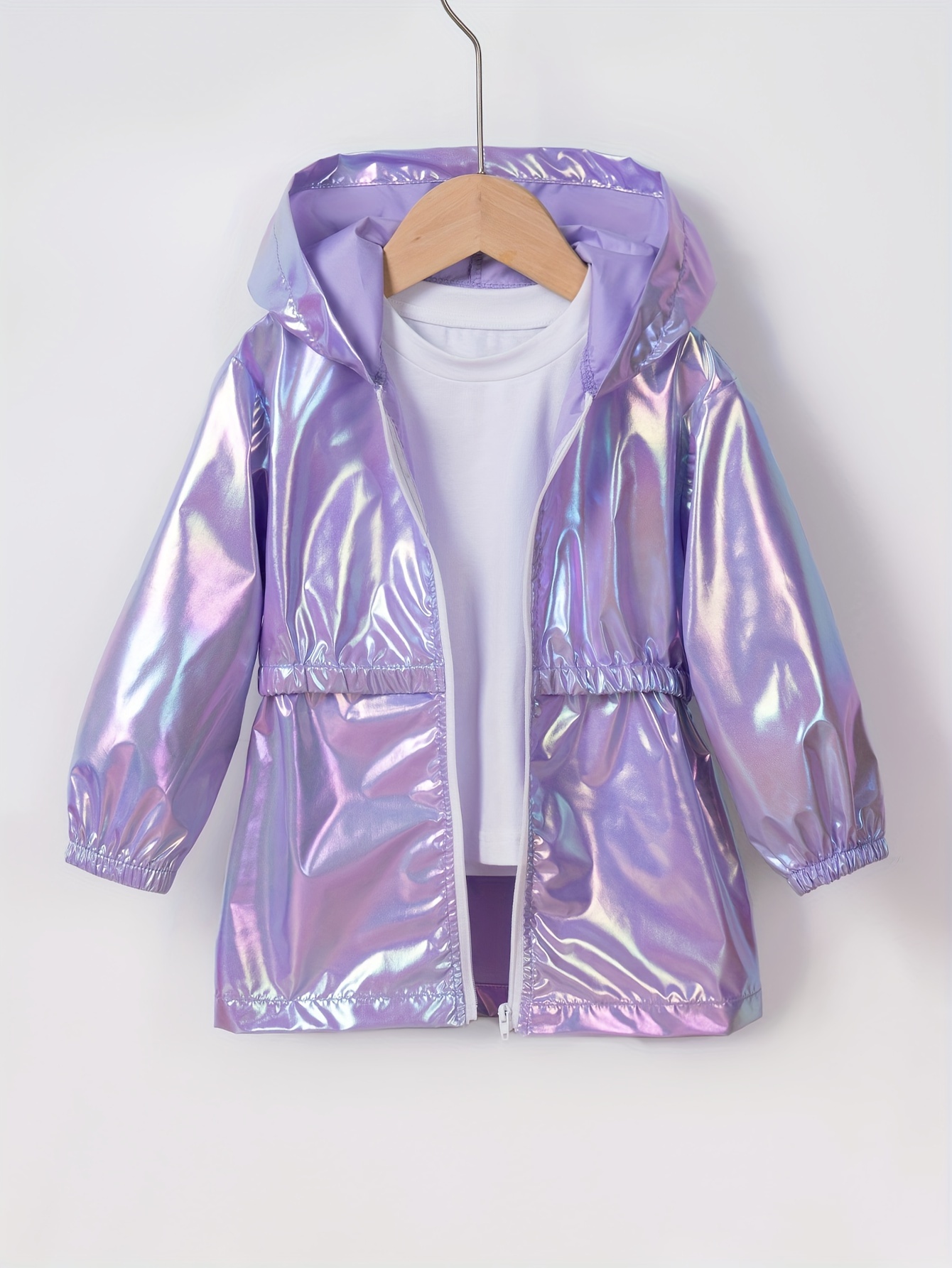 casaco com   leve para meninas -     e  , corta-vento com   franzidas,   de correr, comprimento  , casual para  , verão e outono, design divertido, tecido resistente