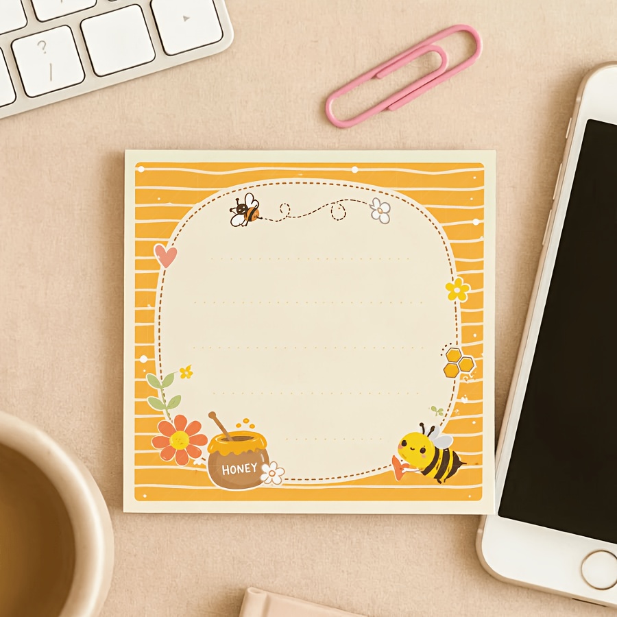 Cute Honey Bee and Jar Pattern Notebook for School & Office