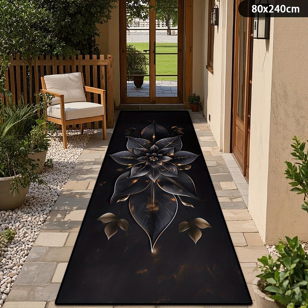 TEMU Golden Diamond 1pc Black Kitchen Area Mat, Soft And Comfortable Bedside Decorative Mat For Bedroom, Elegant Welcome Mat For Hotels, , Banquet ,