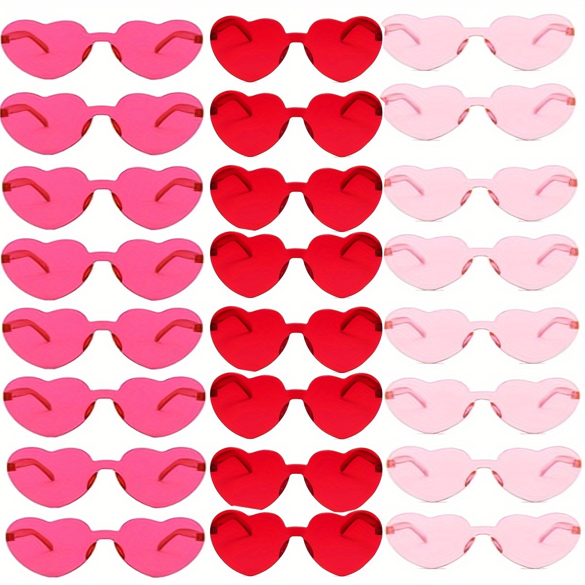 

16/24pcs, 's Day Love Glasses, -shaped Fashion Glasses Pink Or Red Heart-shaped Fashion Glasses Bachelorette Party Wedding Glasses