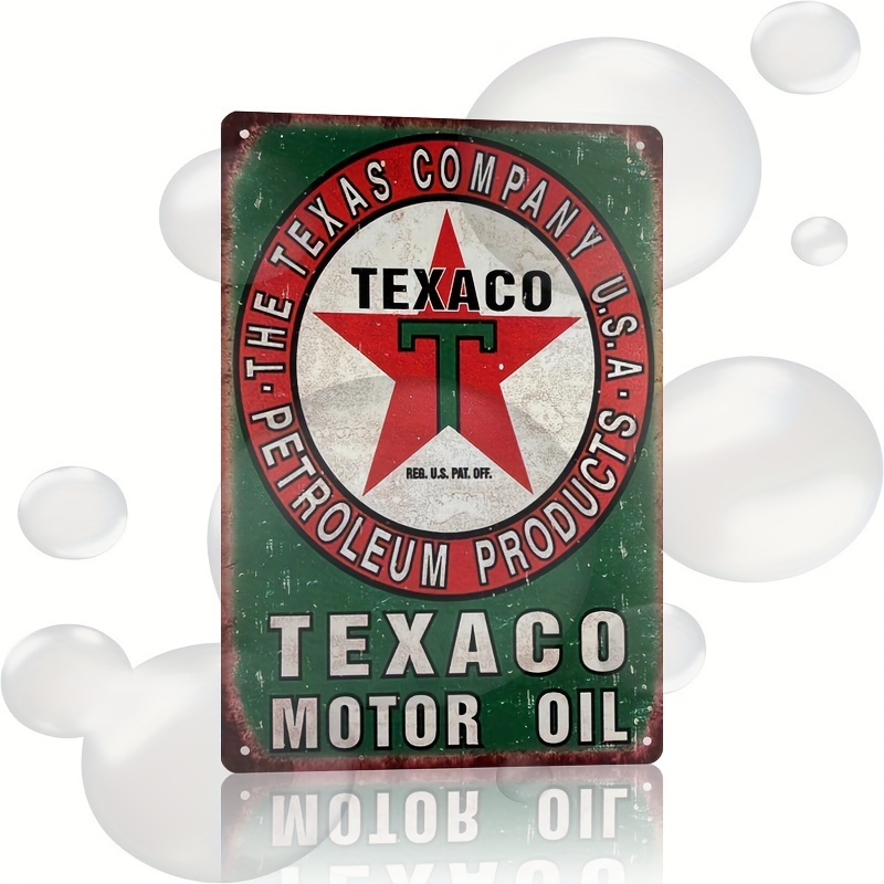 

Vintage Gas Station & Motor Oil Tin Sign - 8x12" Retro Metal Wall Decor For Home, Bar, Garage | Easy Hang With Pre-drilled Holes