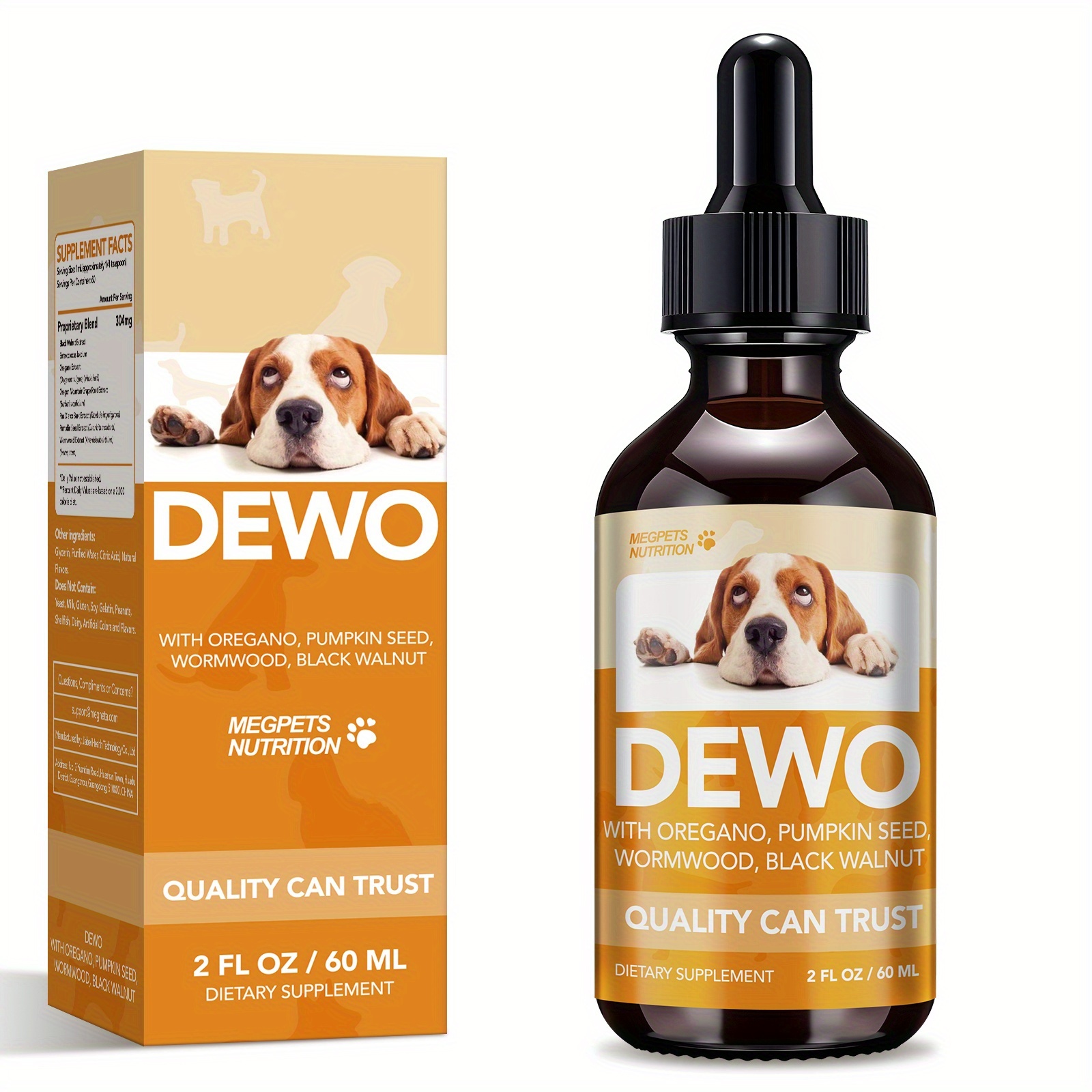 TEMU Megpets Nutrition Herbal Intestinal Defense With Probiotic For - With Wormwood, & Oregano - & (2fl.oz)