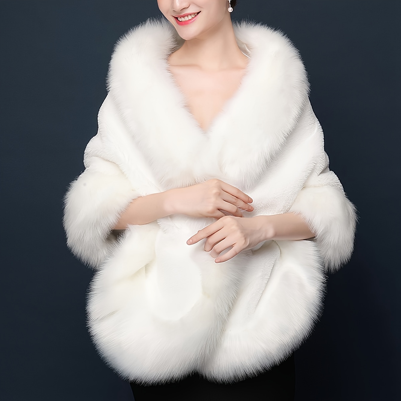 

Luxurious - Fur Shawl - Cozy, Cape With Large Buttons For & Party , Fall/winter , Wedding Cape