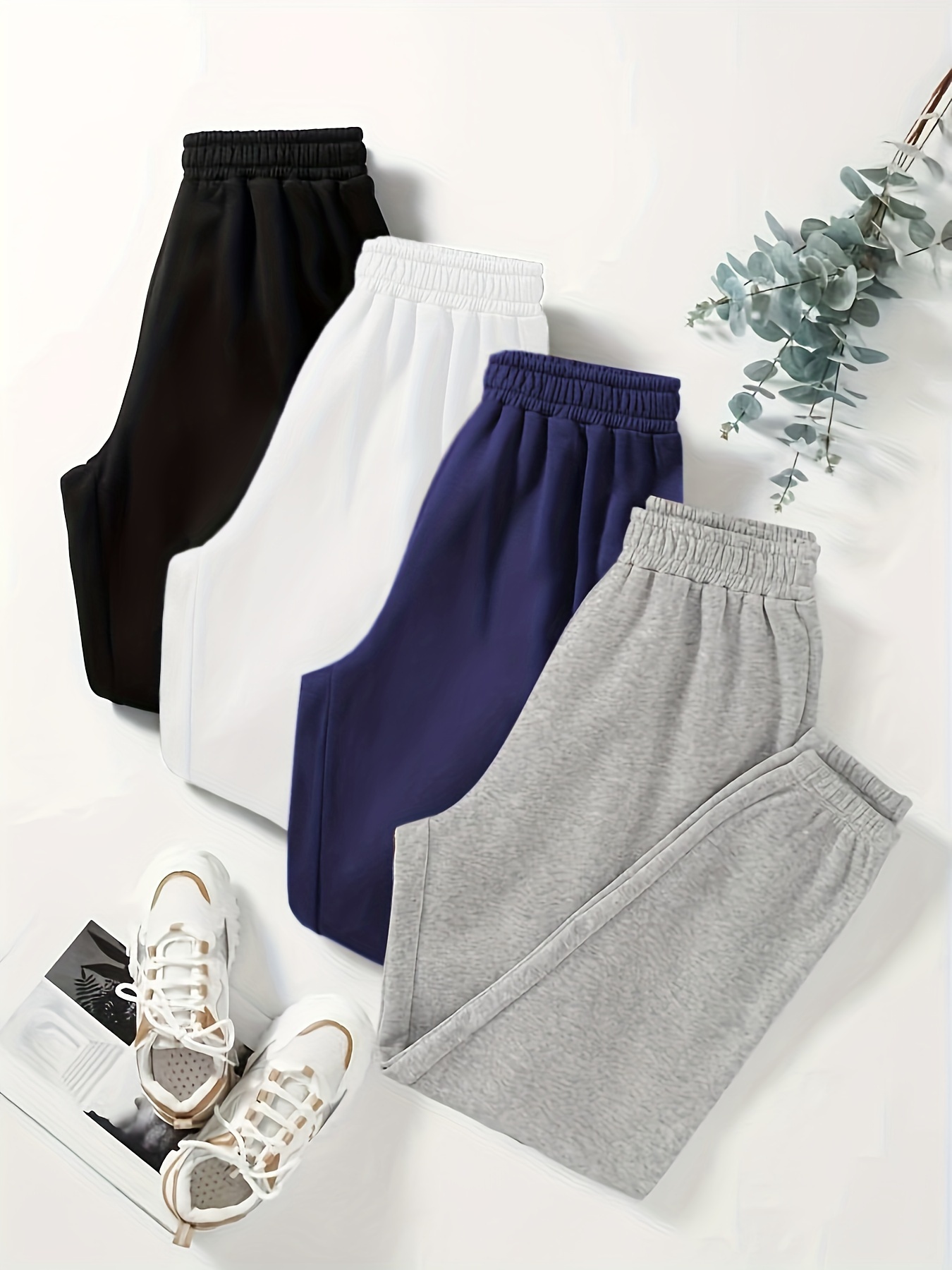 5-pack cotton leggings - Grey/Blue/Black - Kids
