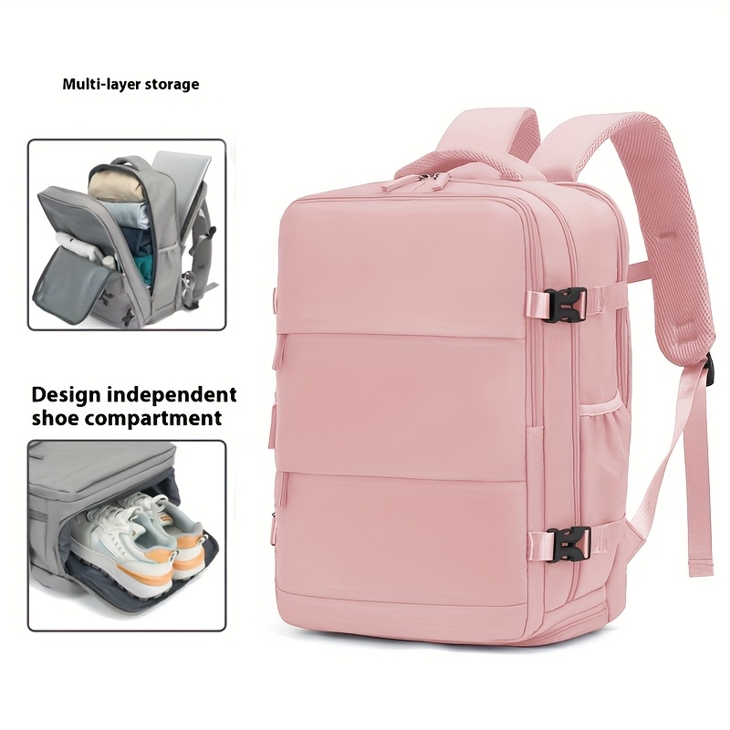 lightweight 40l airline approved travel backpack for 17 laptop compartment independent shoe storage adjustable straps multiple compartments durable polyester white travel luggage organized compartments professional luggage reinforced stitching college students Product details 13