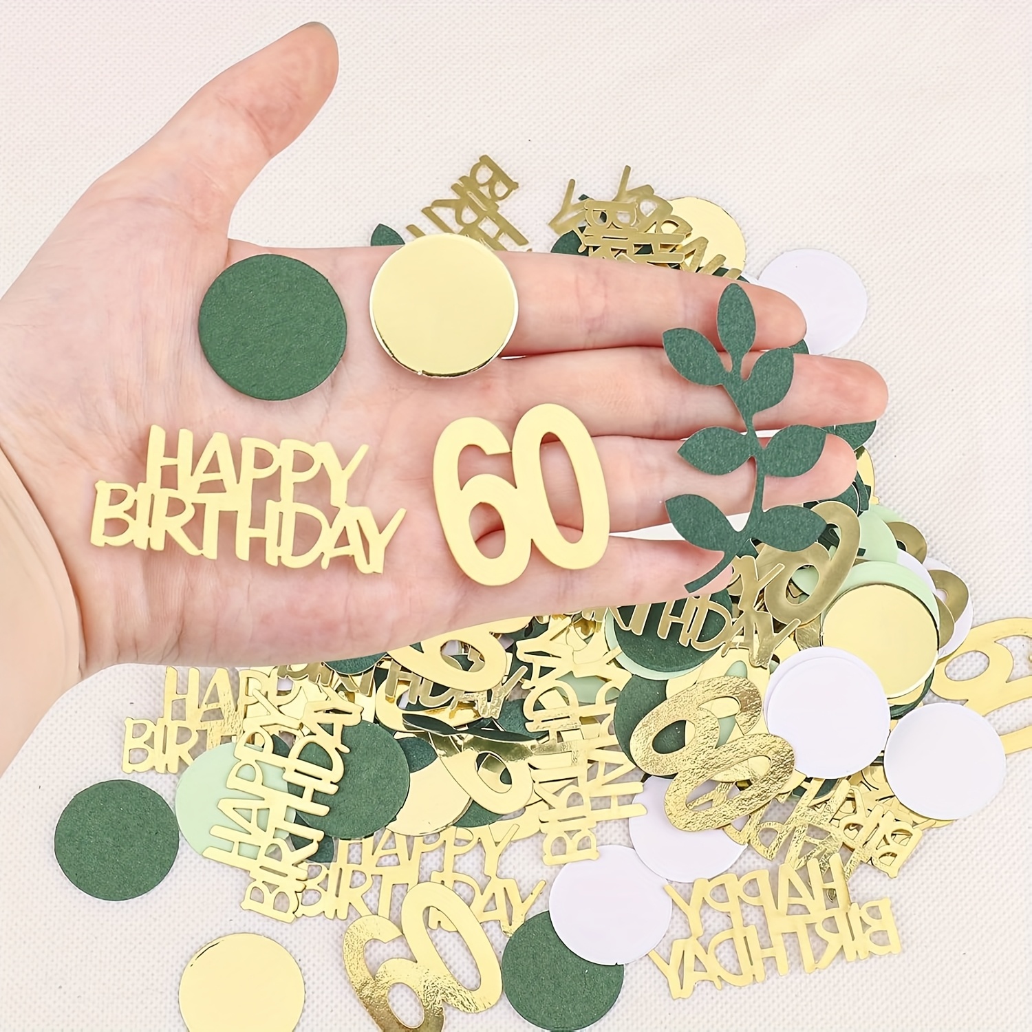 Image of 200pcs 60th Happy Birthday Party Confetti, 60th Birthday Table Decorations Confetti Birthday Cake Confetti, Green Confetti Decorations For 60th Birthday Woman Men Party Decor,for Christmas, Halloween