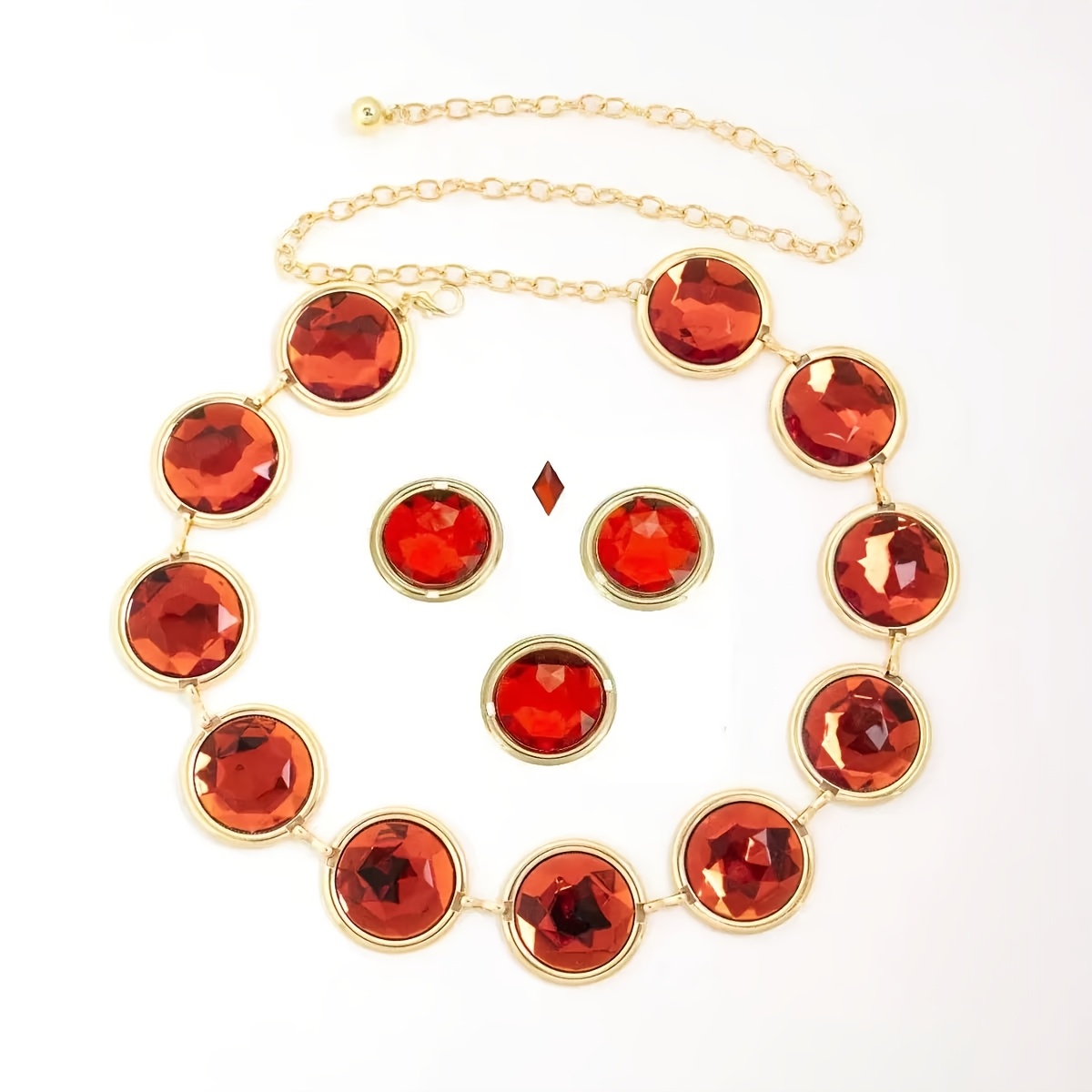 TEMU Halloween 1pc Ruby Women's Mirror Retro Fashion Decorative Thin Belt, For Gifts!