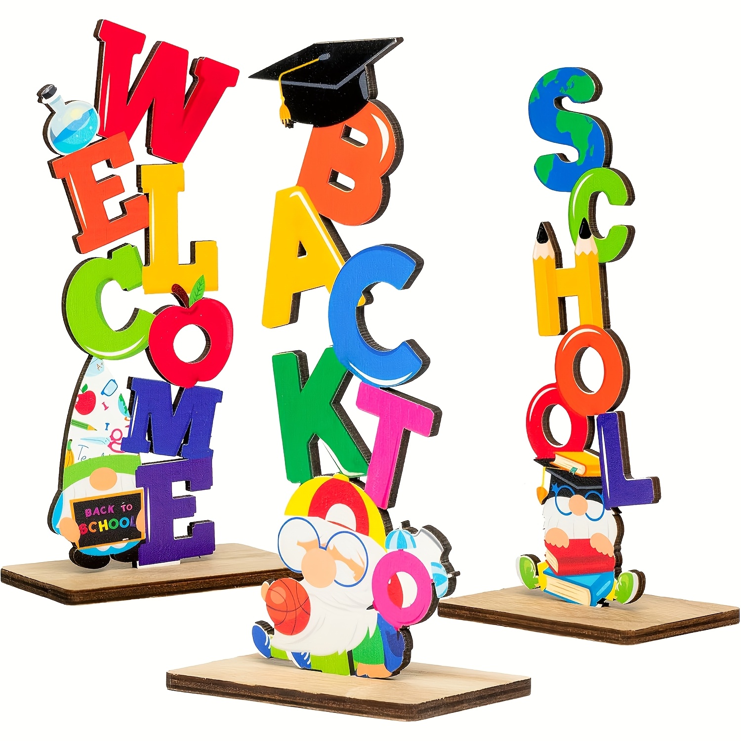 3pcs Welcome Back To School Table Decor Set, "welcome To School" Sign halloween Christmas Decoration